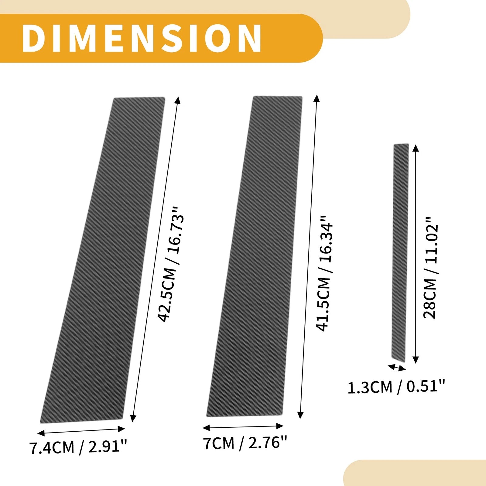 6X Car Pillar Window Trim Cover for Toyota Camry (2006–2011) Black Carbon Fiber