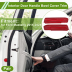 Interior Door Handle Bowl Cover Trim for Ford Mustang (2015–2024) Carbon Fiber Red