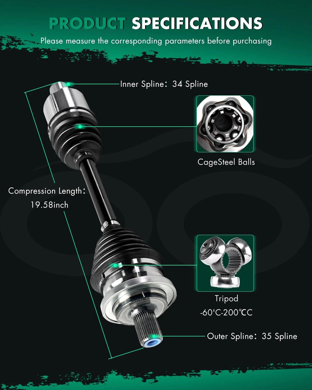 CV Axle for Mercedes-Benz E350 E320 (2004–2009) Front Left AWD 4Matic