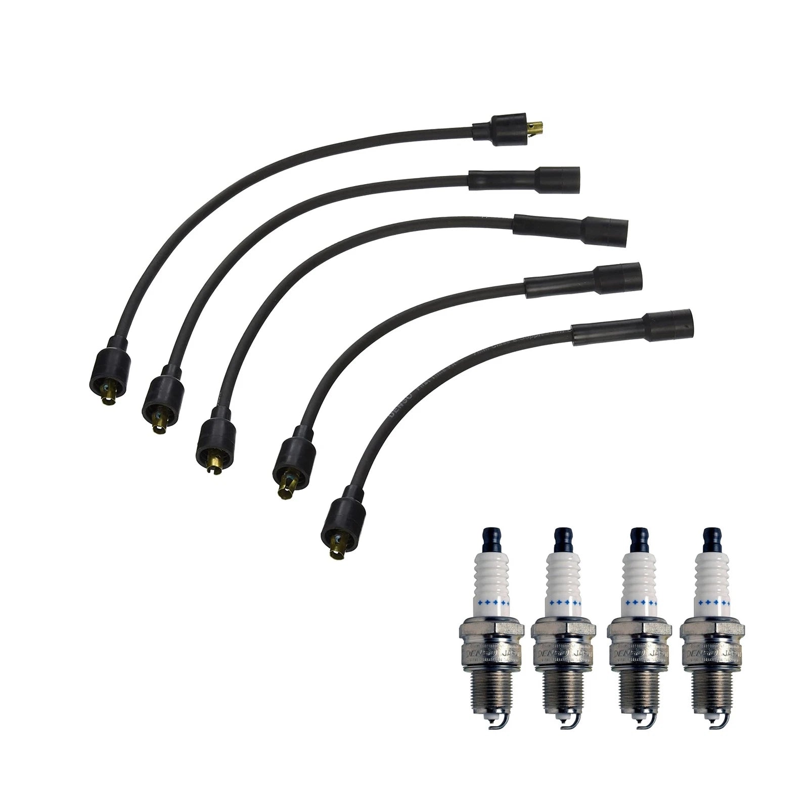Denso 7mm Wire Set & 4 Double Platinum Spark Plugs for MG Renault Triumph
