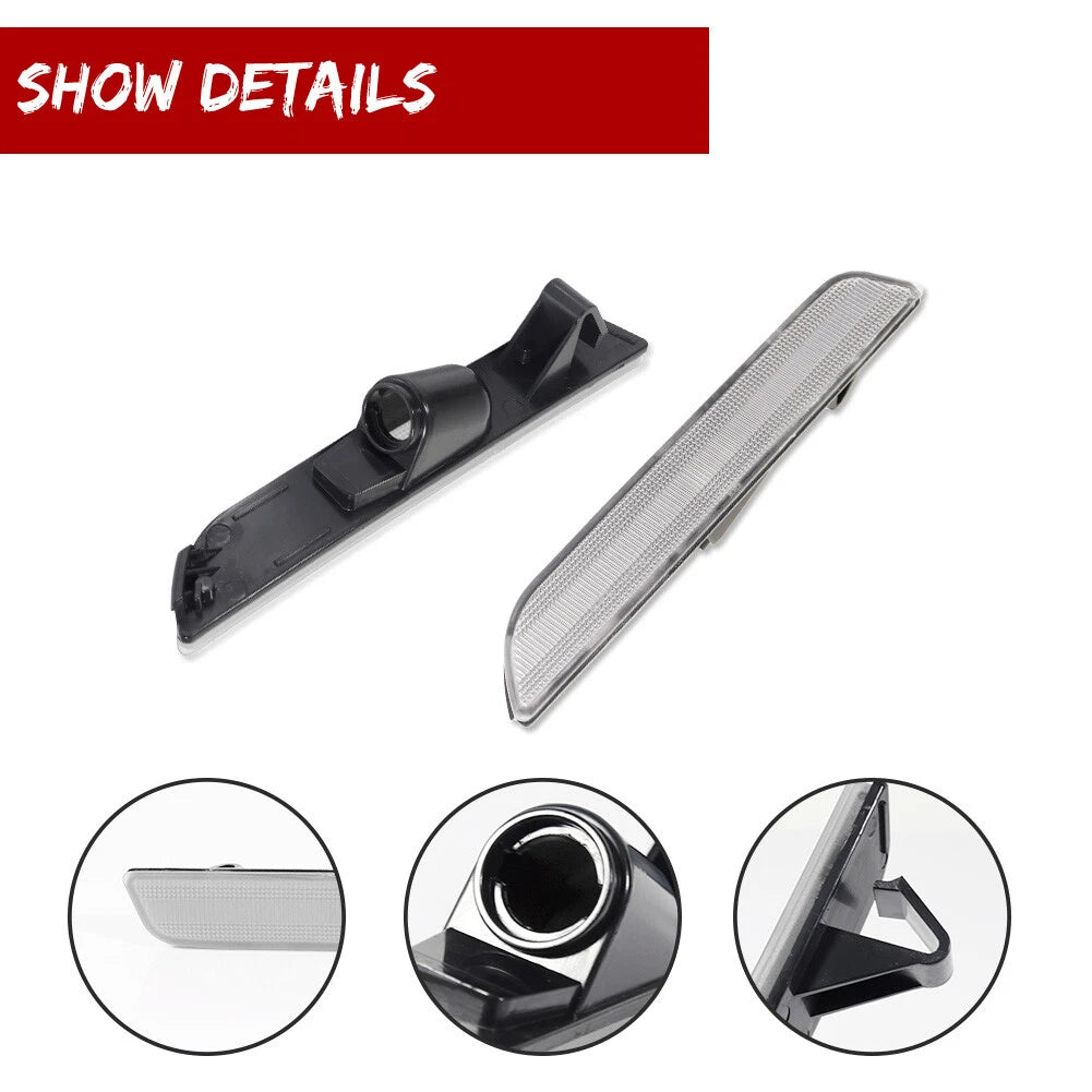 2X Clear Lens Rear Bumper Side Marker Lights for Ford Mustang (2010–2014)