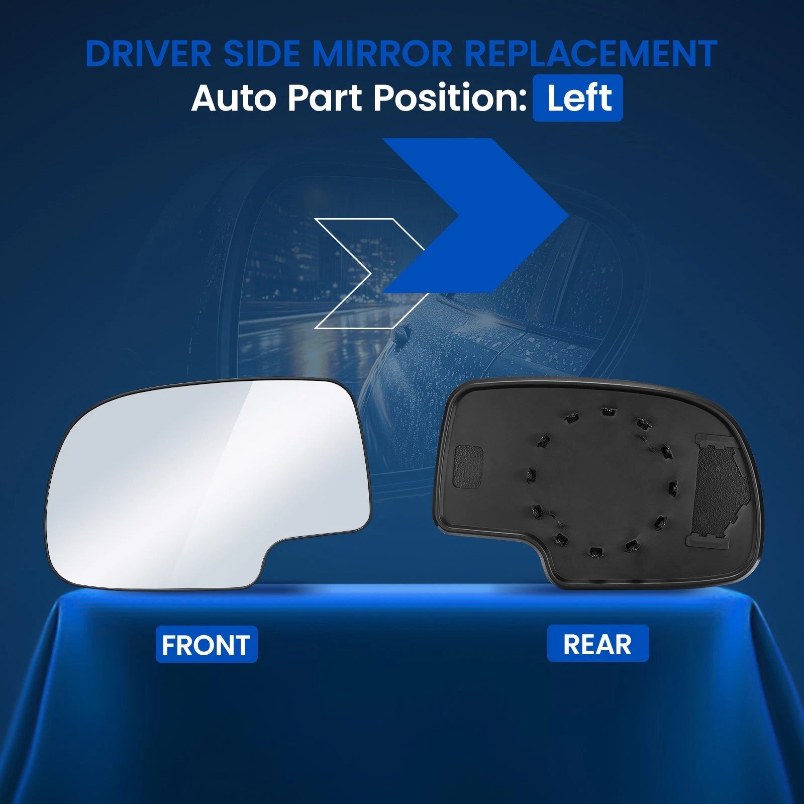 Left Driver Side Mirror Glass for GMC Yukon XL 1500 (2000-2006)