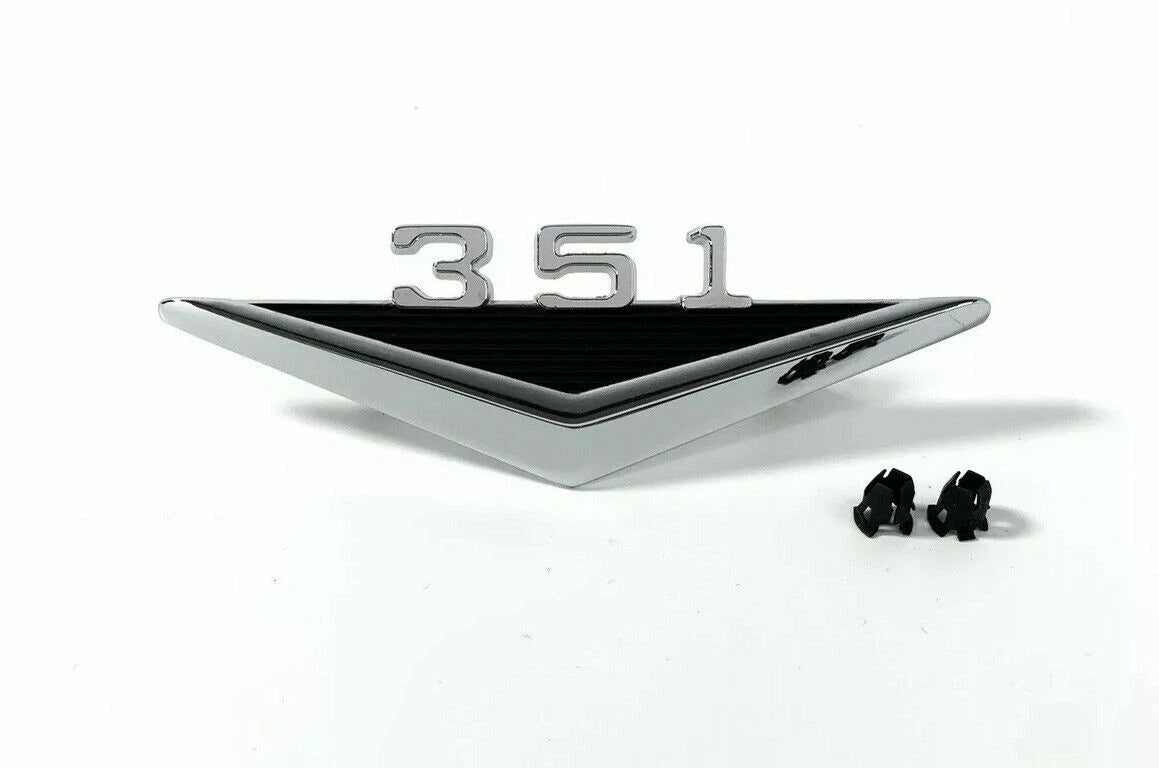 Fender Emblems Chrome Pair with Clips for 1964–1966 Ford Mustang V8