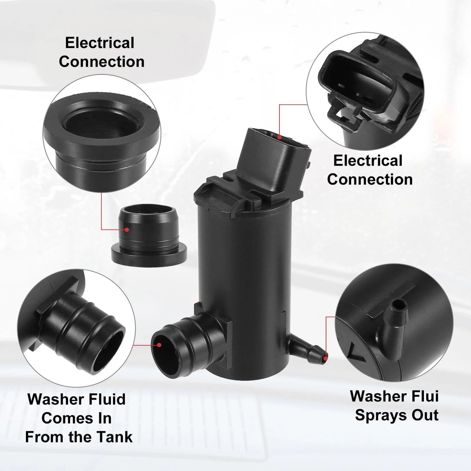 Windshield Washer Motor Pump 85330-12340 for Toyota Camry Solara Corolla Matrix (2000–2006)