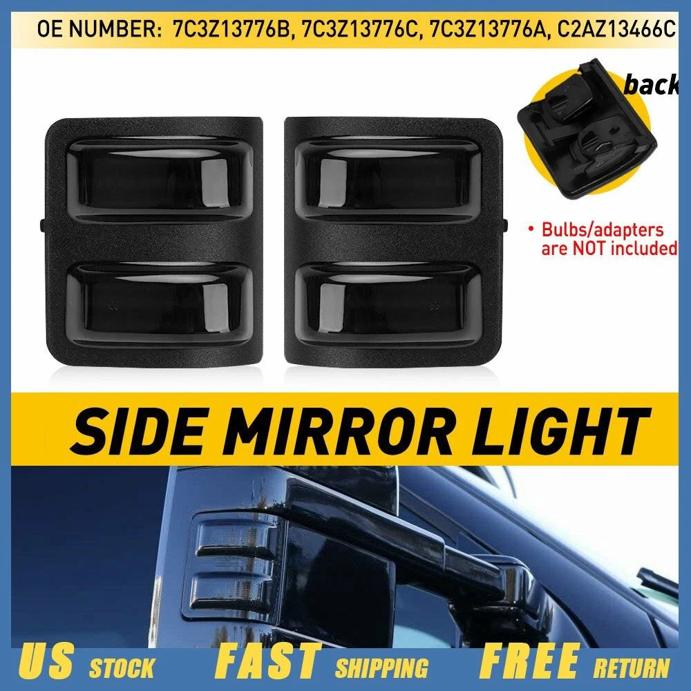 2pcs Smoke Side Lens Mirror Light Cover for Ford F250 F350 (2008–2016)