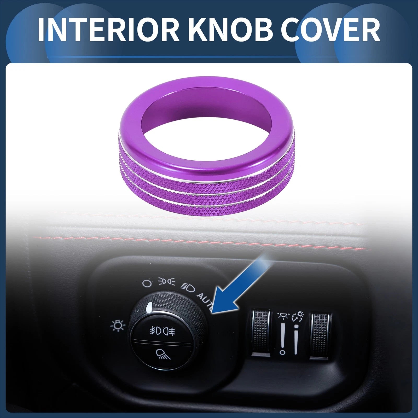 Headlight Fog Light Switch Knob Cover Ring for Dodge RAM (2018–2022) Purple 1 Pc