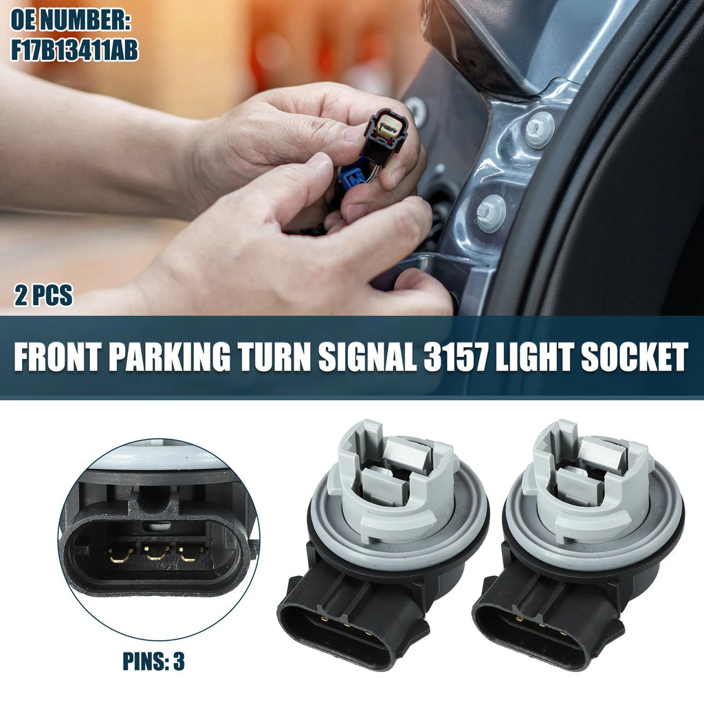 2Pcs 3157 Front Parking Turn Signal Light Socket for Ford (No.F17B13411AB)