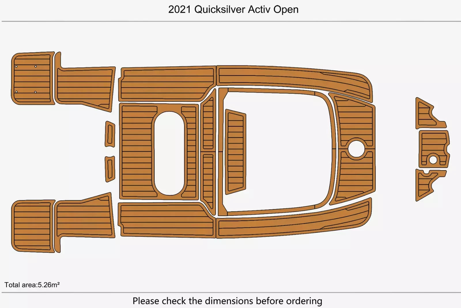 EVA Foam Faux Teak Deck Flooring for Quicksilver Activ Open (2021)