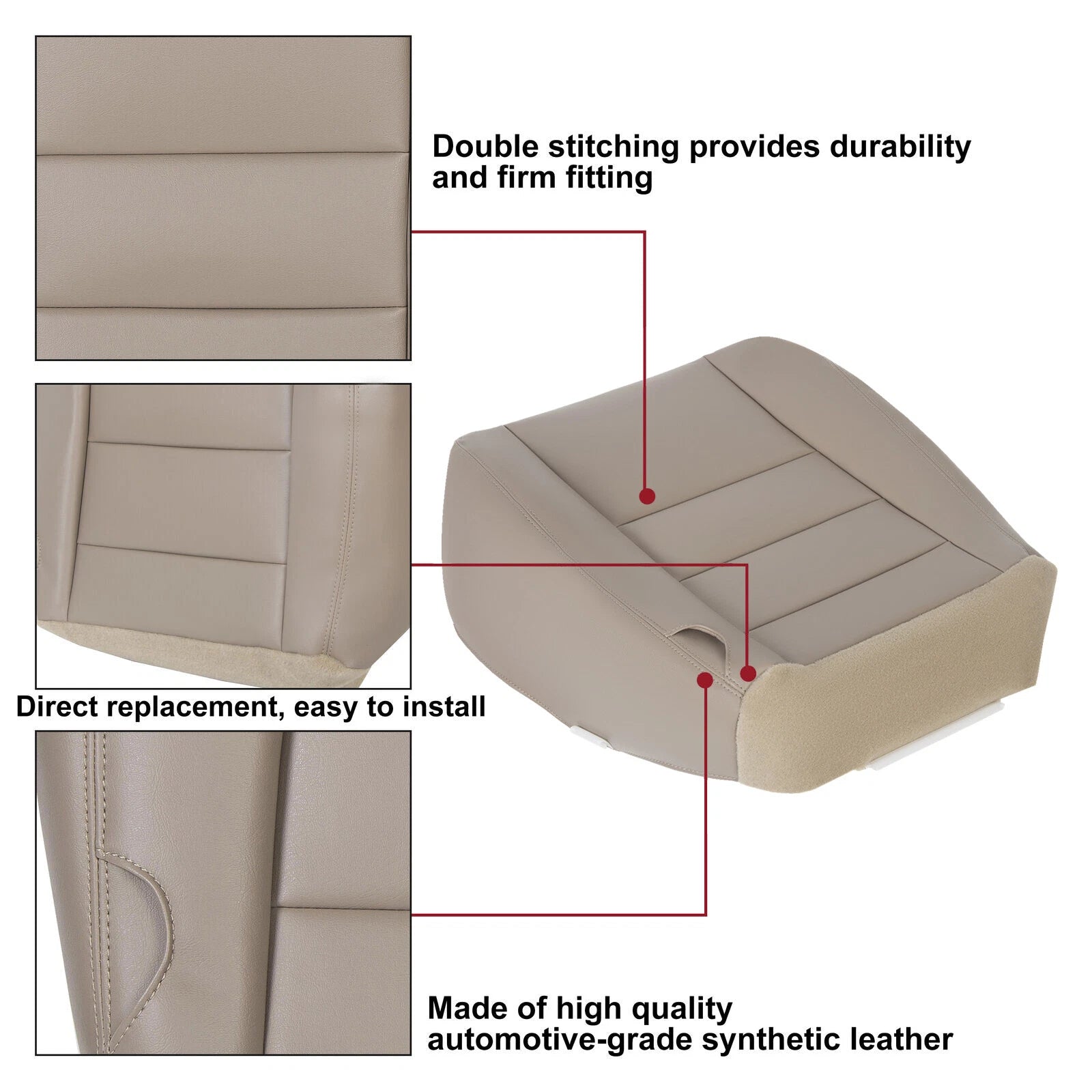 Seat Cover for Ford Excursion Limited (2002–2005) Tan Passenger Side Bottom