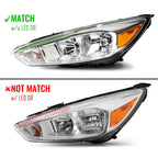Halogen Headlight for Ford Focus (2015–2018) Chrome Left Driver Side