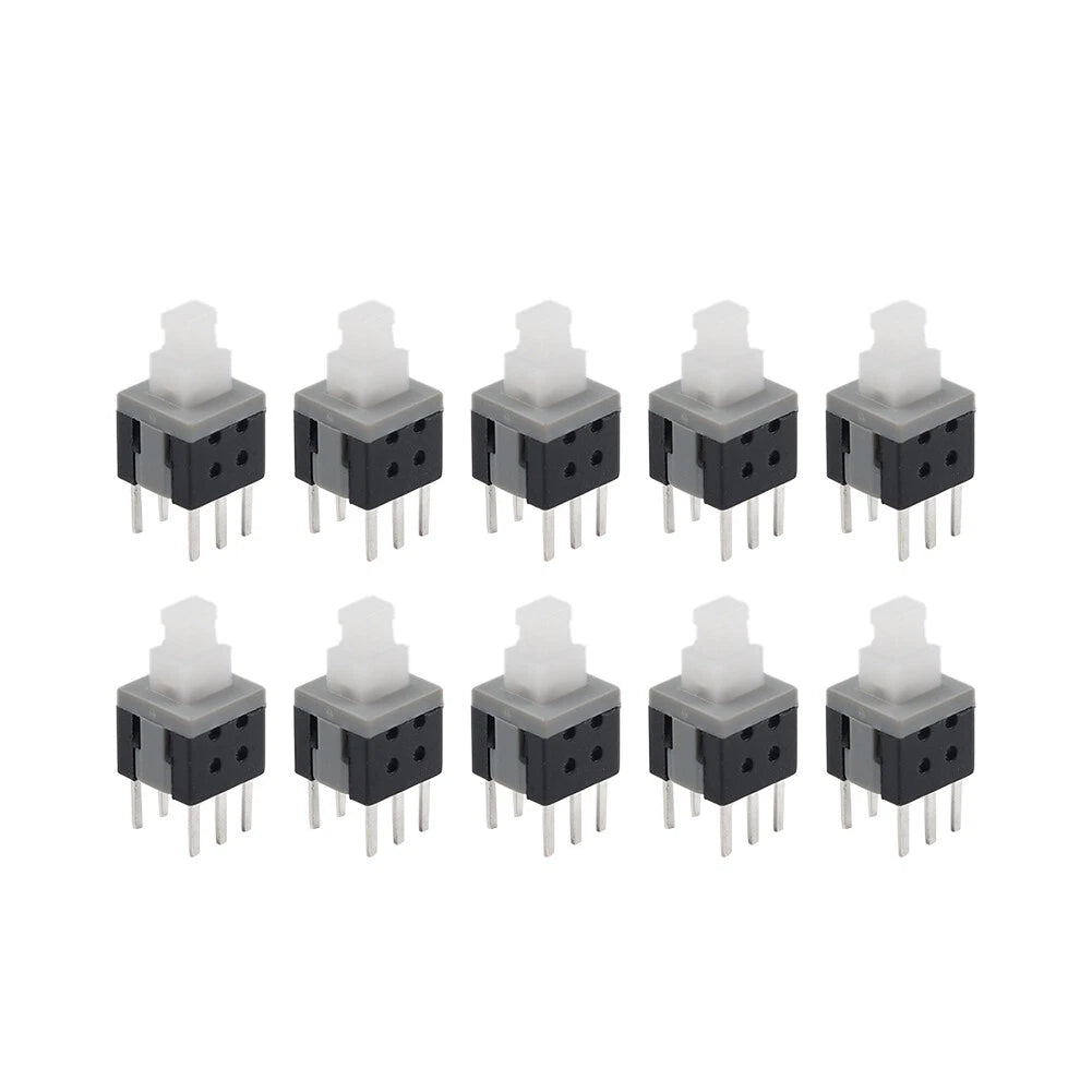 10PCS 5.8x5.8x10mm 6 Pin Tactile Push Button Switch Black for Automotive