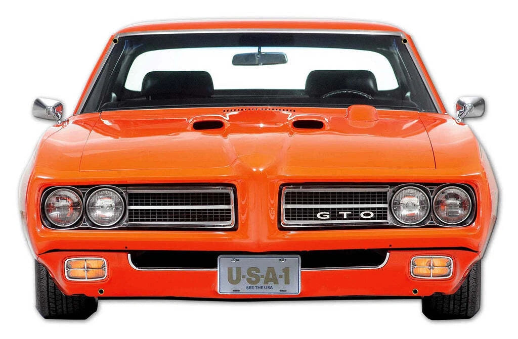 Front End Flat Metal Sign 27x16 for Pontiac GTO Judge (1969–1969)