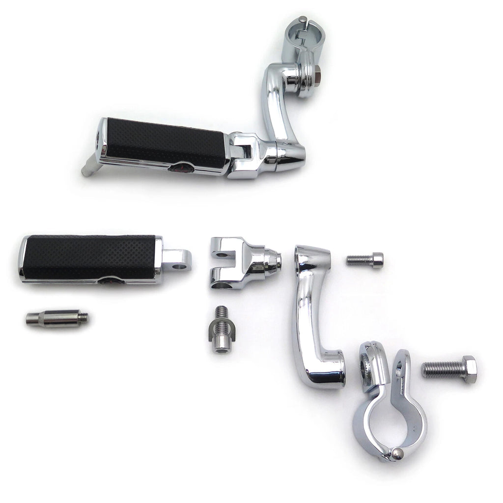 Chrome Gear Skull Arched Footpeg Mount Kit for Engine Guard 1.25" (Fits Various)