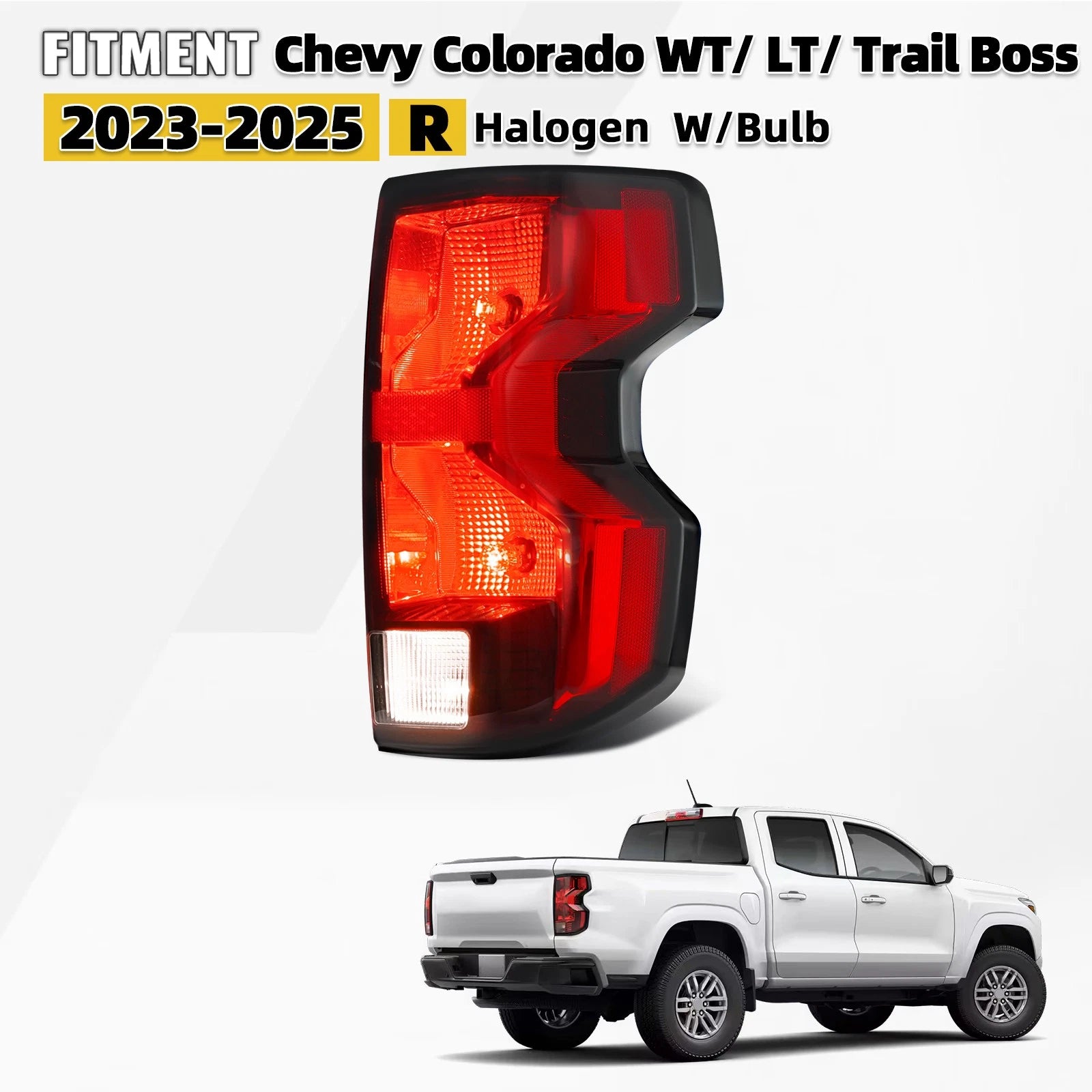 Halogen Tail Light with Bulb Right for Chevy Colorado WT/LT/Trail Boss (2023–2026)