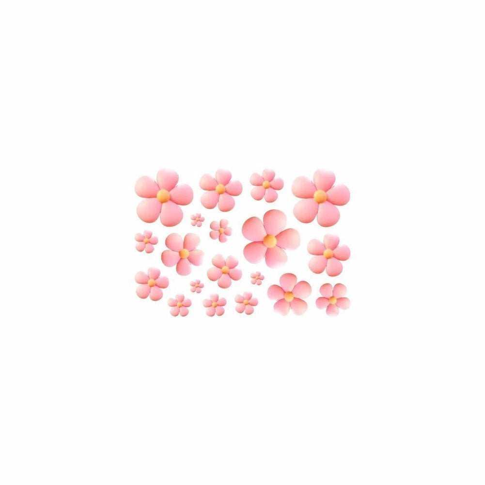 Glow in Dark Floral Decal for Bathroom Wall Mirror (20x15cm, Pink)