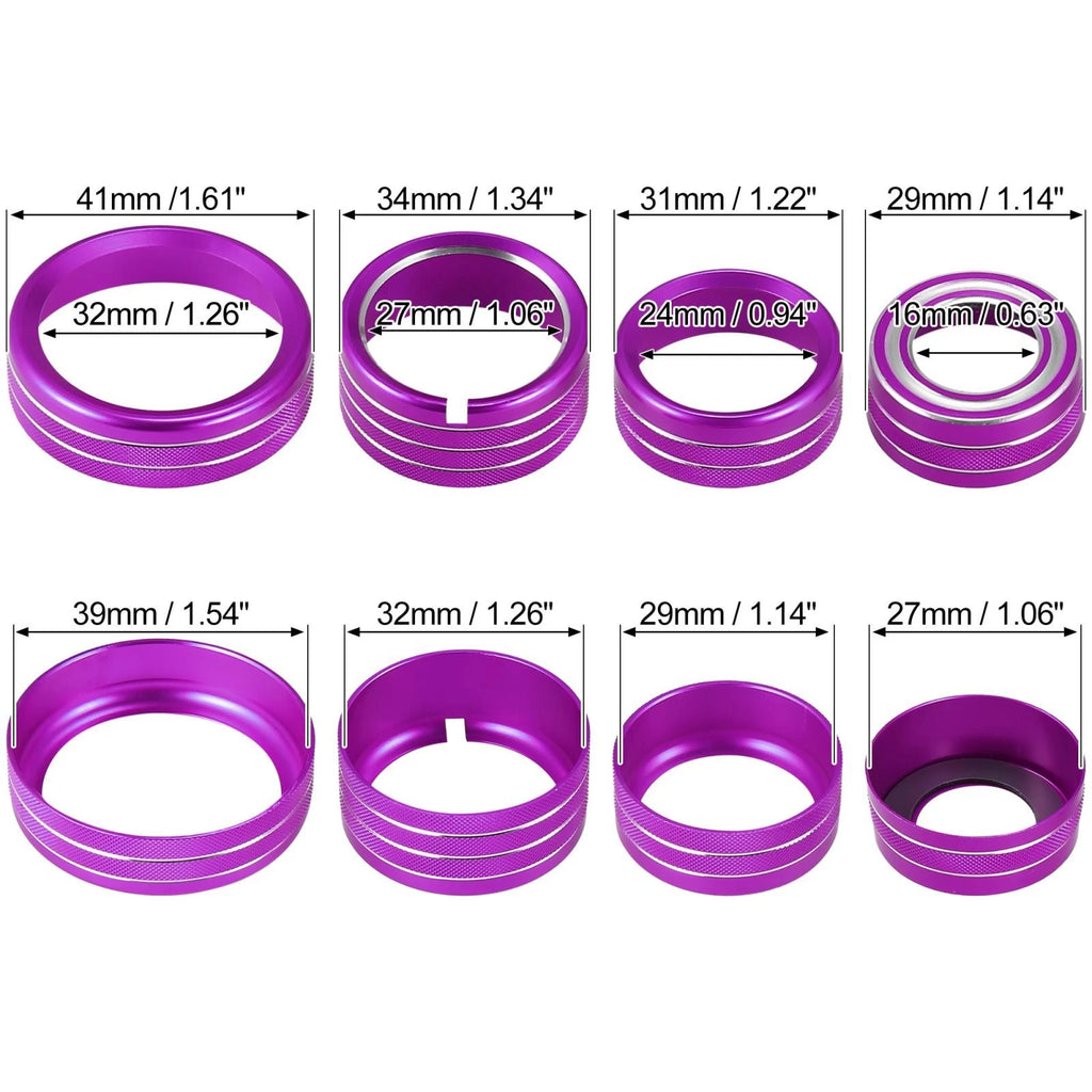 8 Pcs Purple AC Radio Switch Knob Cover for Chevy Silverado, GMC Sierra (2014–2018)