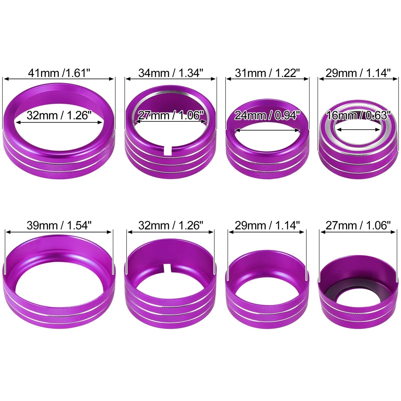 8 Pcs Purple AC Radio Switch Knob Cover for Chevy Silverado, GMC Sierra (2014–2018)