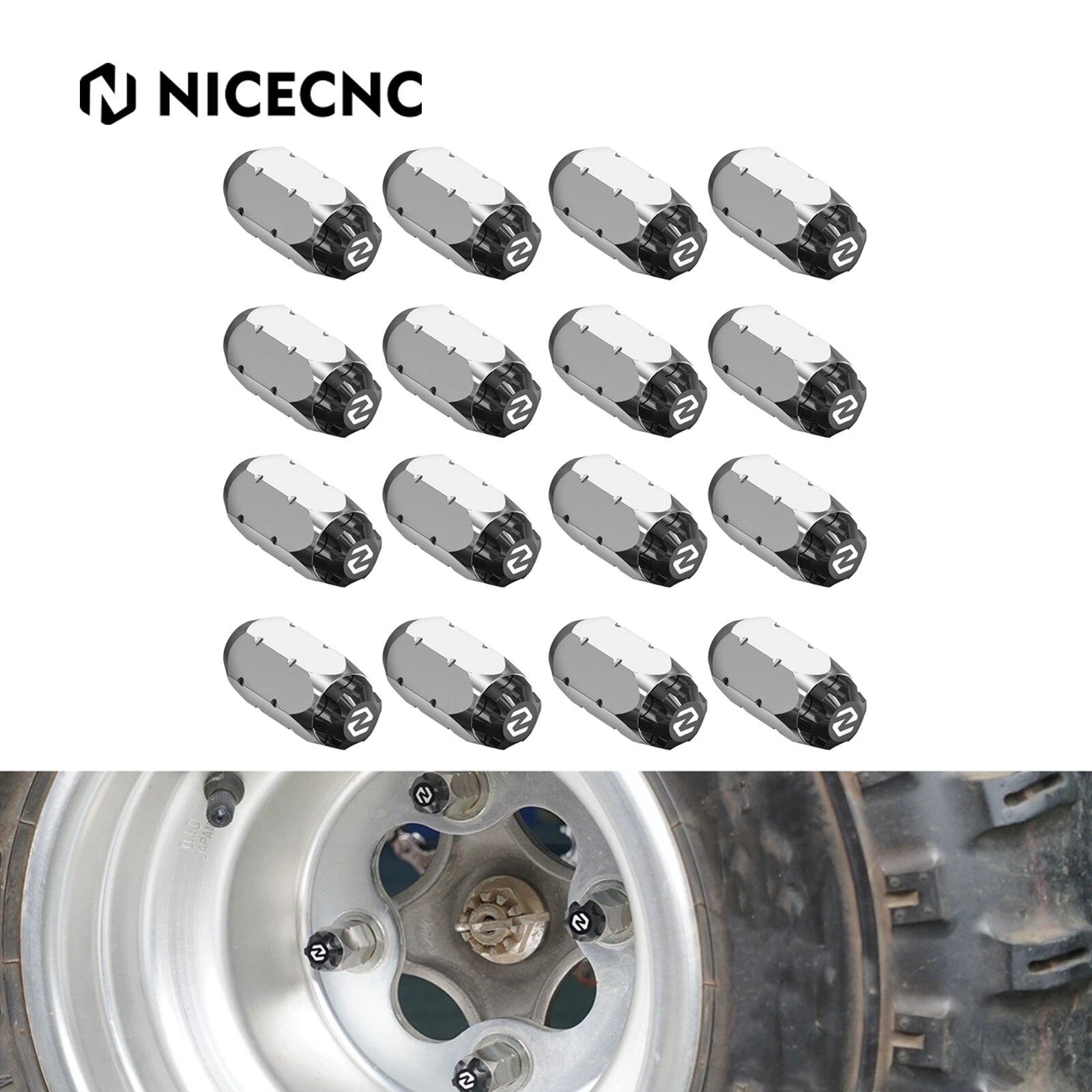 16-Pack M10xP1.25 Wheel Hub Lug Nuts for Honda TRX450R/TRX450ER (2006–2014)