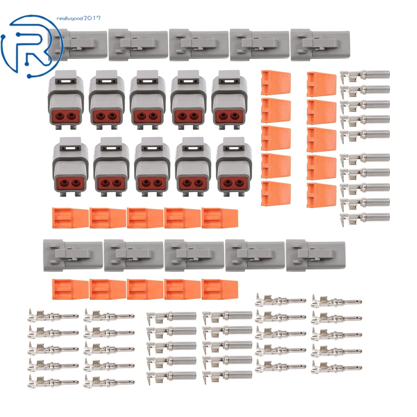 10Pack 2Pin DTP Connector for Automotive (16-12 AWG)