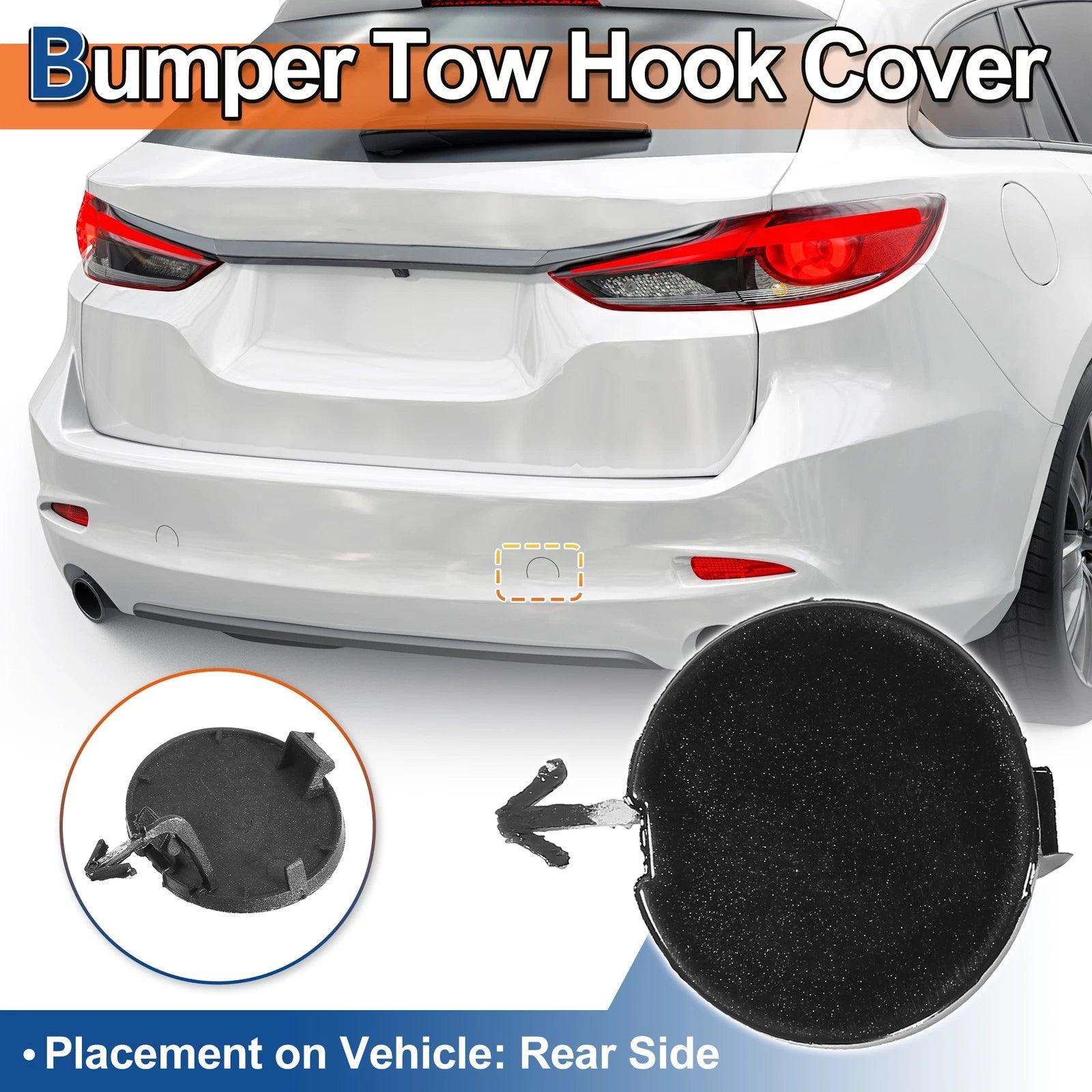 Rear Right Tow Hook Cover for Mazda 6 Atenza (2018–2021) Black