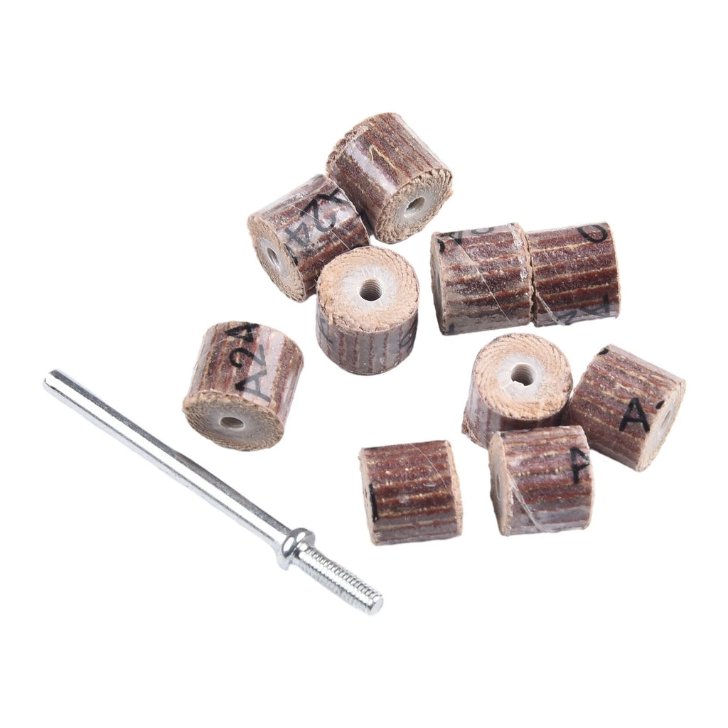 Set of 10 Flap Wheel Sandpaper Discs with 3mm Handle Mandrel