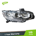 Replacement Headlight Right for Honda Civic (2016–2018) Chrome Halogen Clear Lens