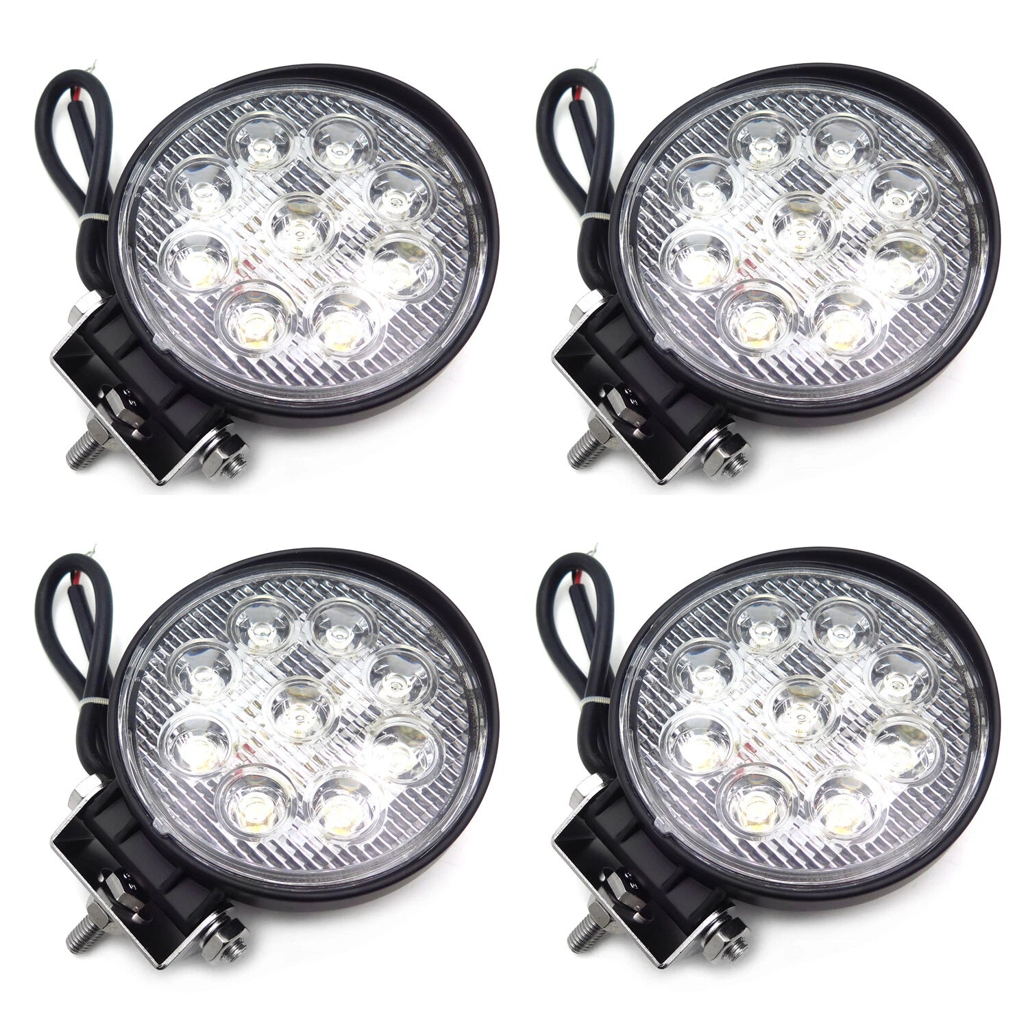 4X 27W Round Spot Beam LED Off Road Lights 12V 24V Universal