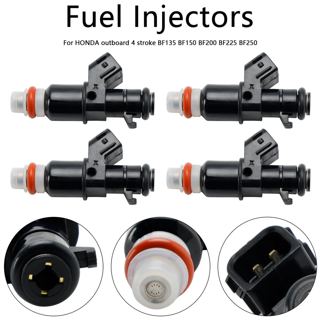 Set of 4 Fuel Injectors for Honda BF200 BF225 BF250 (2000–2023) 16450-ZY6-003