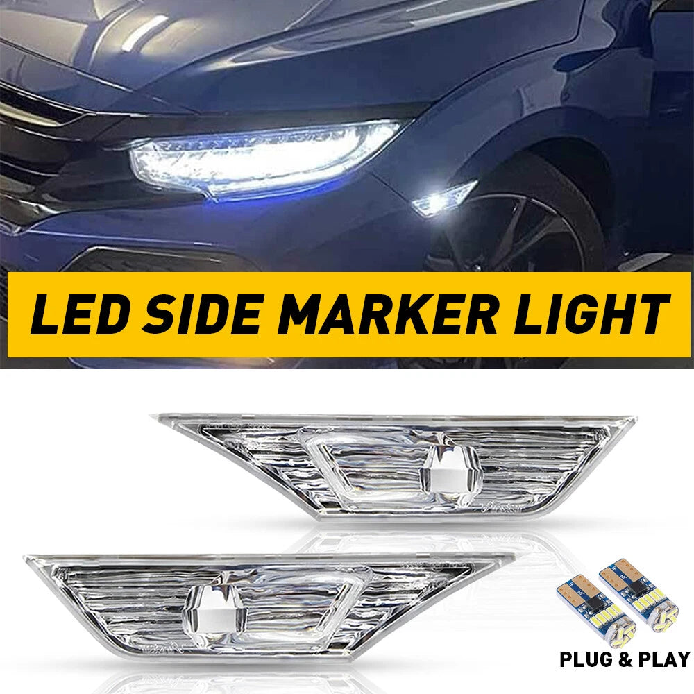 Amber Side Marker Lamp Turn Signal Light with LED Bulbs for Honda Civic (2016–2021)