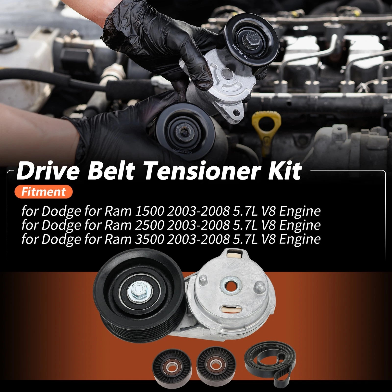 Drive Belt Tensioner Kit for Dodge Ram 1500 (2003–2008) 5.7L V8 38382