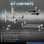 Set of 8 Control Arm Ball Joint Tie Rod Sway Bar Link for Cadillac SRX (2010–2016)