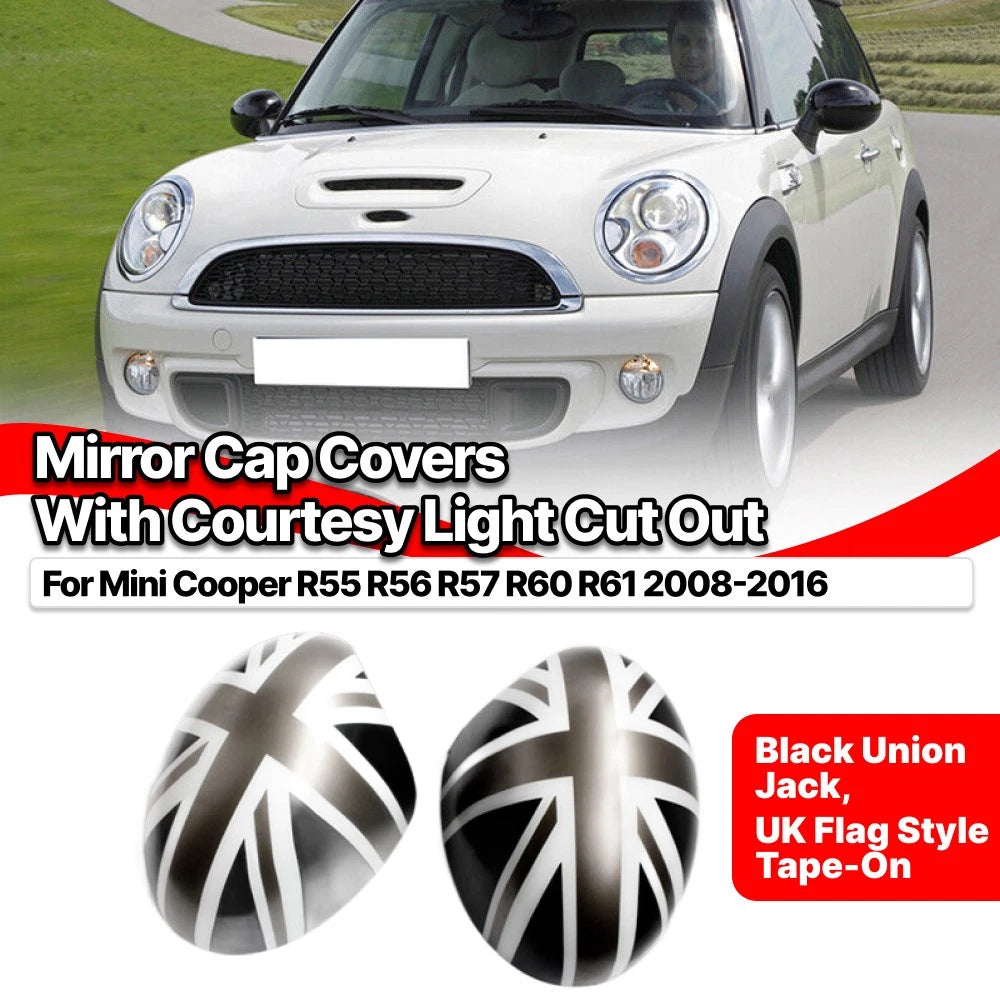 Set of 2 ABS Mirror Cap Covers for Mini Cooper R55 R56 R57 R60 R61 (2008–2016)