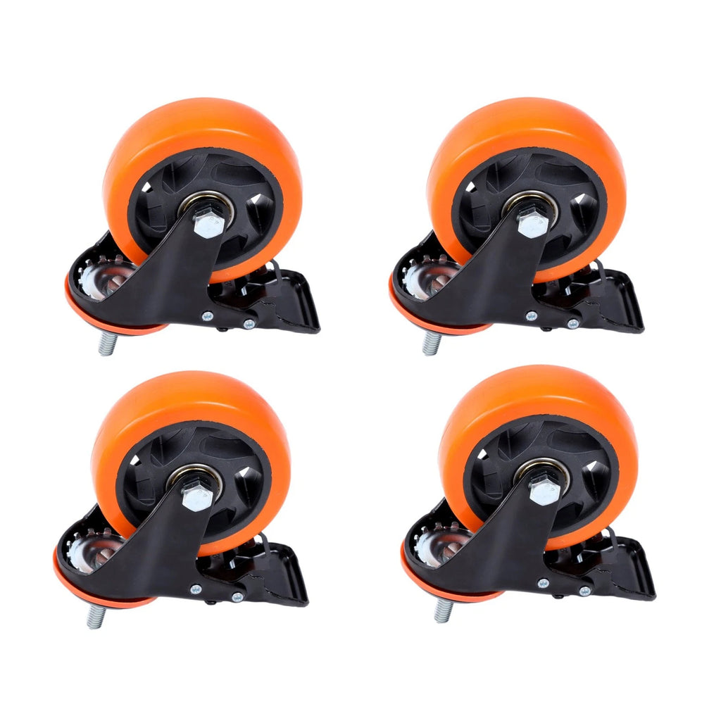 Set of 4 Caster Wheels with Brake for Universal Use (4")