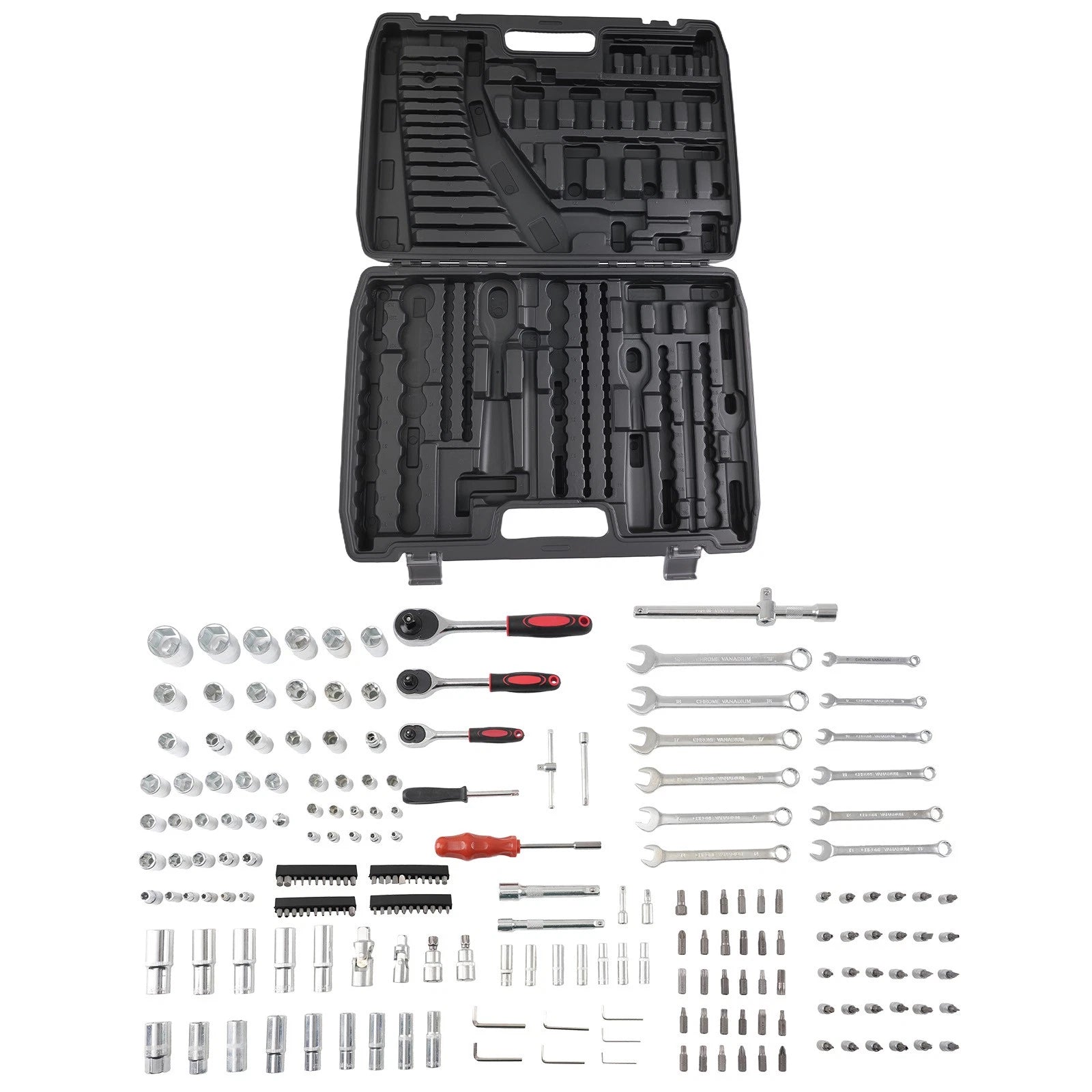 216PCS Ratchet Socket Set for Universal Use (1/4, 3/8, 1/2 Drive)
