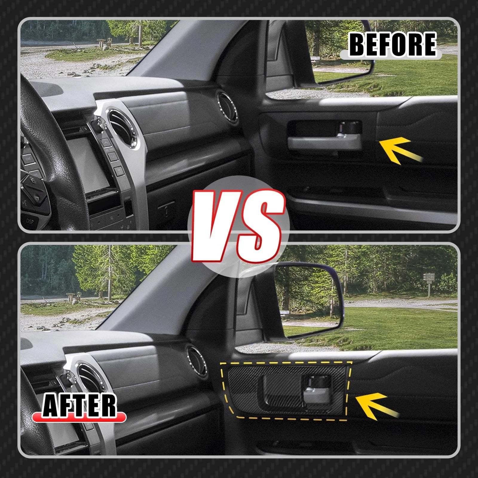 Carbon Fiber Front Door Handle Bowl Cover Trims for Toyota Tundra (2014–2021)