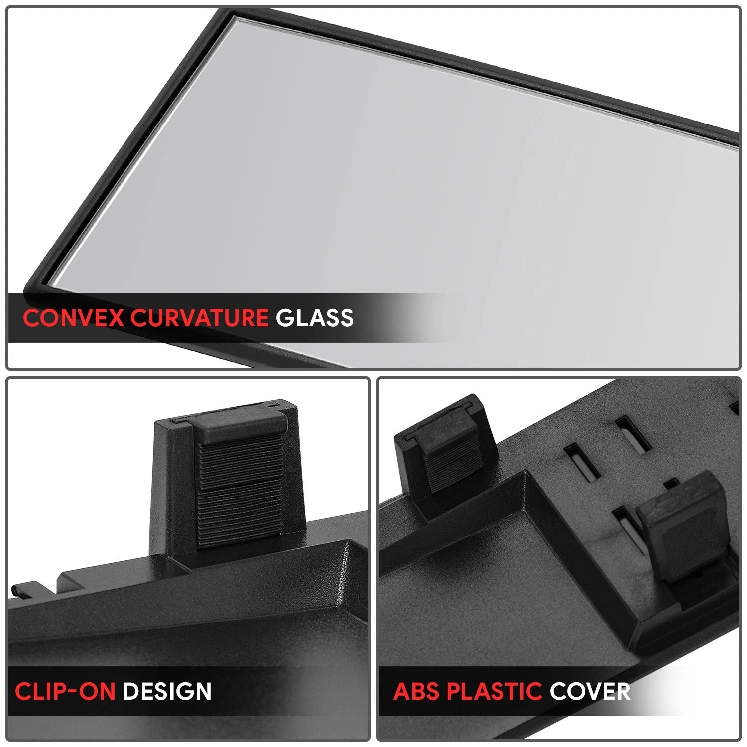 Universal Convex Panoramic Wide Angle Rear View Mirror Glass 11.8" X 3" X 1"
