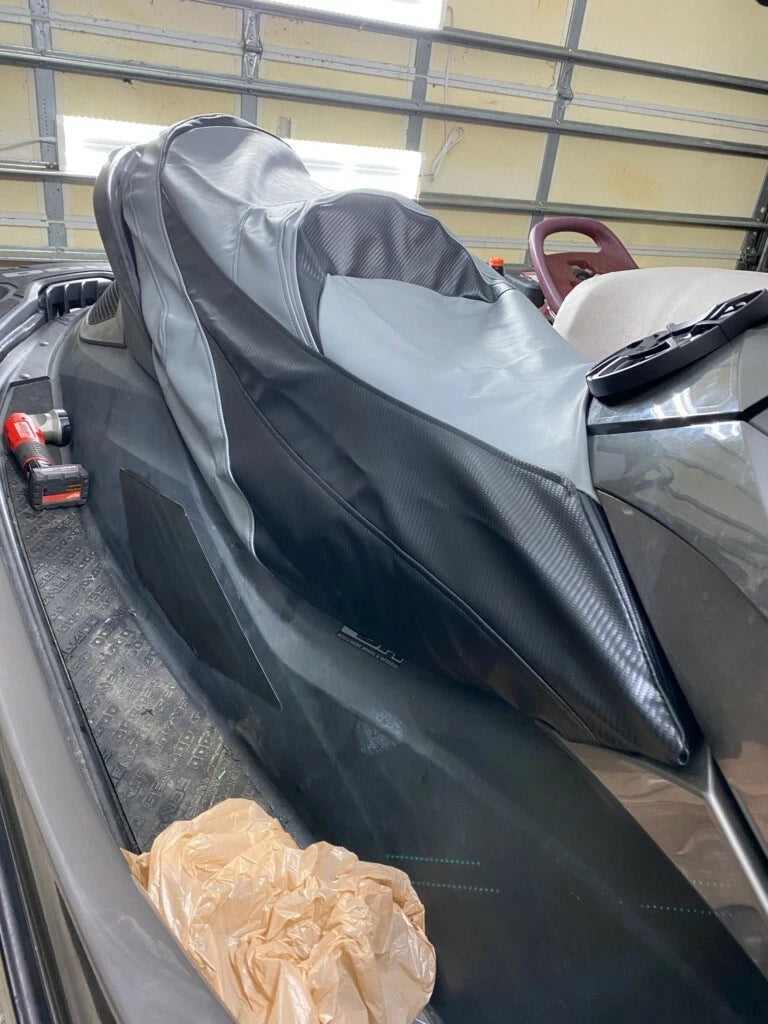 Seat Cover for Seadoo GTX Limited (2011–2015) Black Carbon Fiber D. Gray