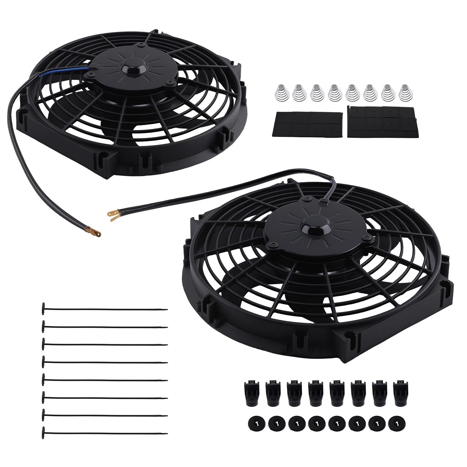Set of 2 10" Slim Radiator Cooling Fans for Universal Applications (12V)