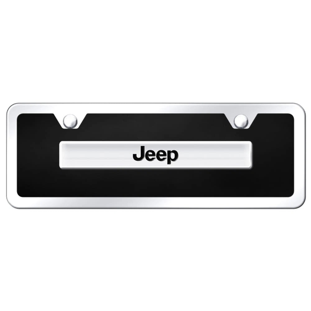 Chrome Badge Name on Black/Chrome Mini License Plate Kit for Jeep