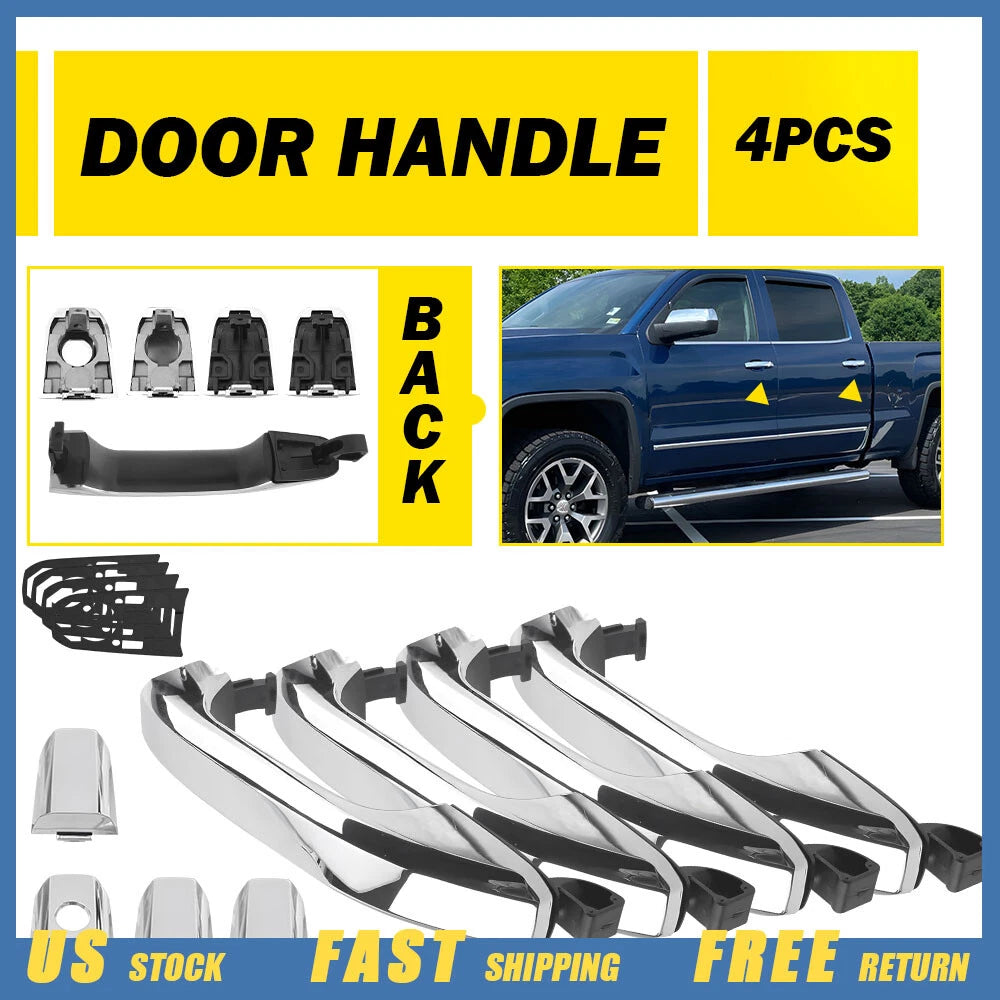 Set of 4 Chrome Exterior Door Handles for Chevrolet Silverado 1500 (2014–2022)