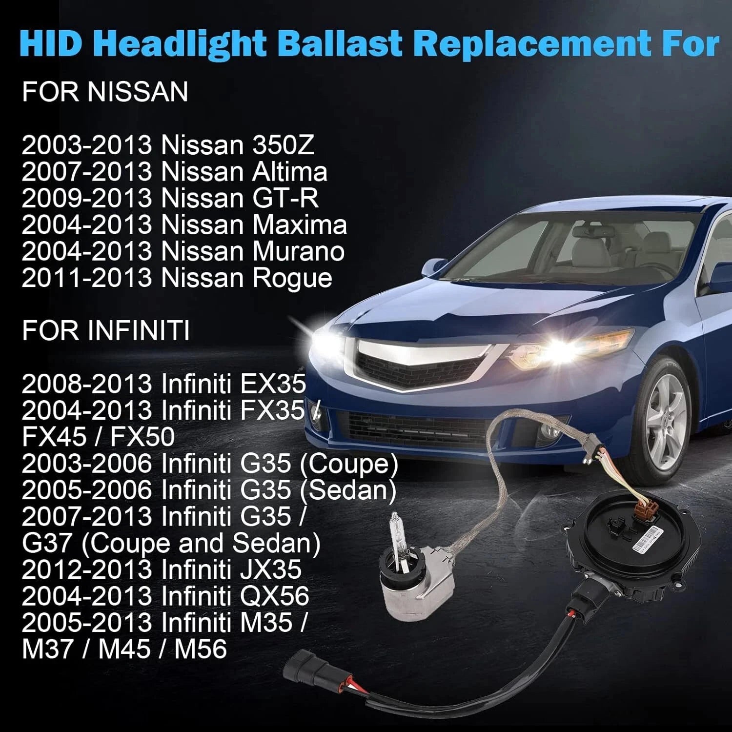 HID Xenon Headlight Ballast w/ Igniter Cord for Nissan Infiniti (28474-89904)