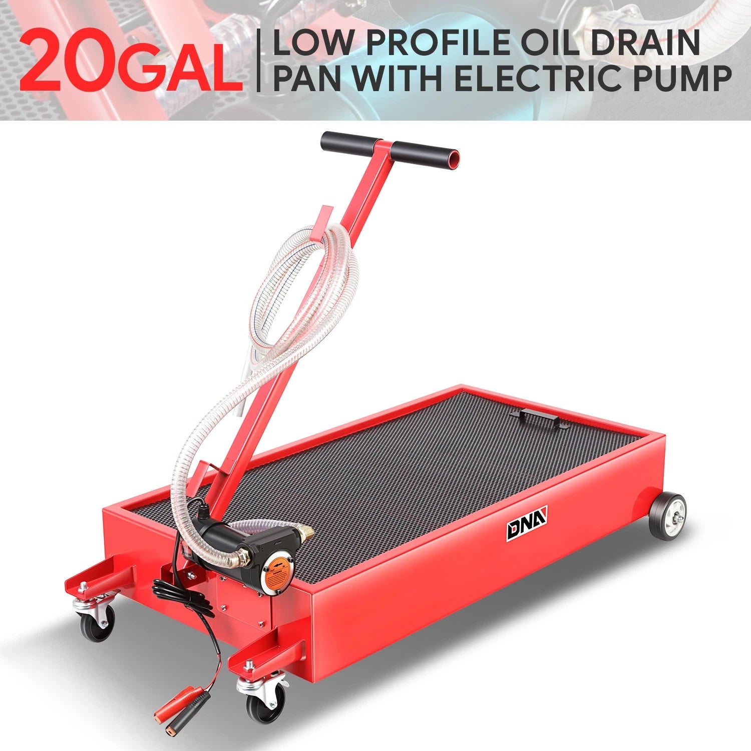 20 Gallon Portable Oil Drain Pan with Electric Pump & Wheels