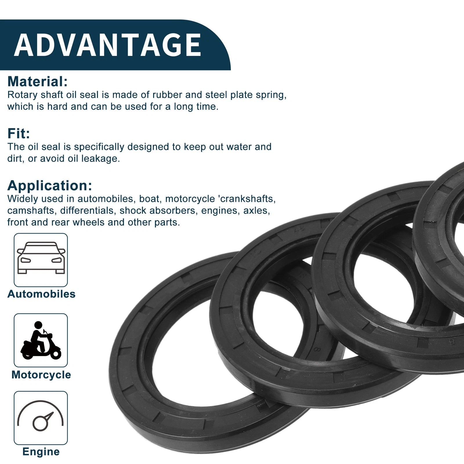 Set of 5 Oil Seal Rotary Shaft Seal NBR Rubber 48x70x8mm