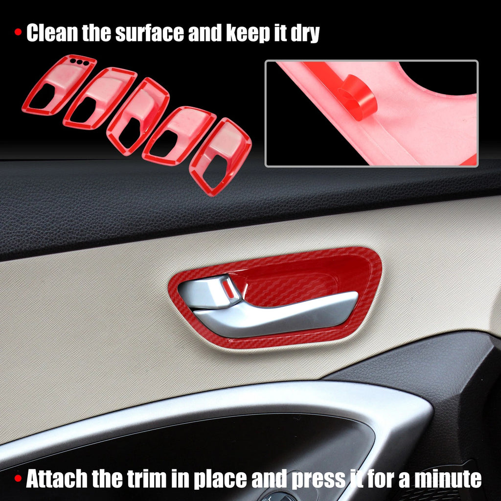 Set of 4 Carbon Fiber Pattern Inner Door Handle Bowl Covers for Dodge 