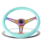 NRG 35cm Wood Grain Neo Chrome Steering Wheel for Universal Fit (All Years)