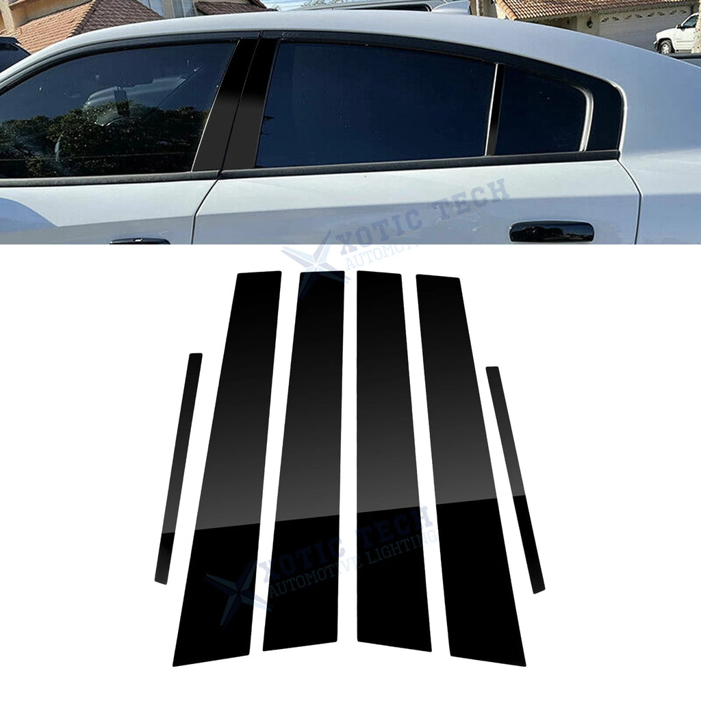 Piano Black Window Pillar Posts Door Trim Kit for Dodge Charger (2011–2024)