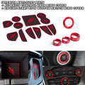 Red Anti-Dust Floor Mats+AC Radio Knob+Engine Button Covers for Challenger (2015-2023)