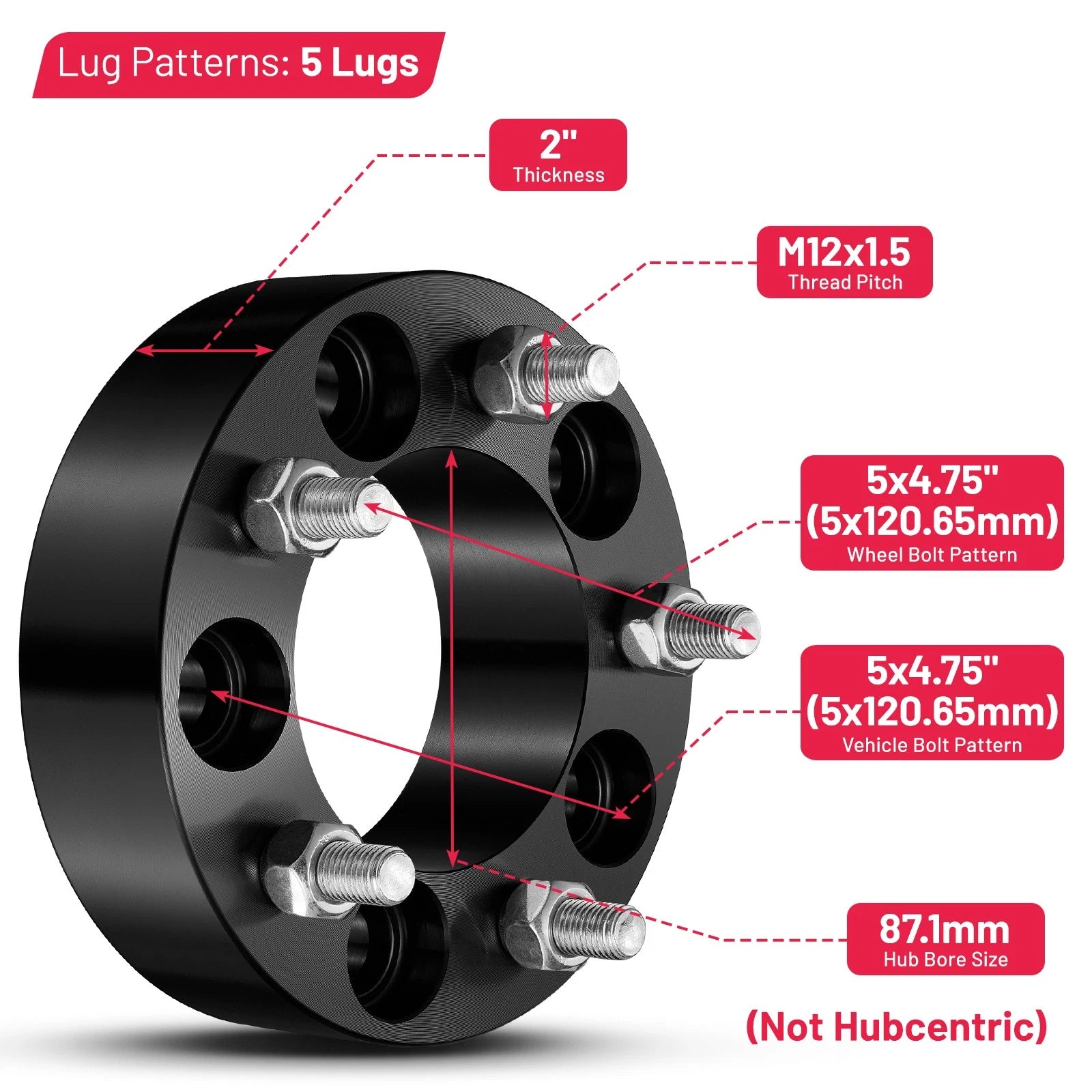 Set of 2 Wheel Spacers 2" for GMC S15 (1983–1984)