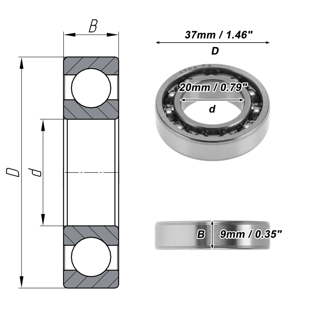 Deep Groove Ball Bearing 6904 for Various Models (20x37x9mm)