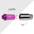 20Pc M12X1.5 Purple JDM Open End Aluminum Spline Wheel Lug Nuts + Key